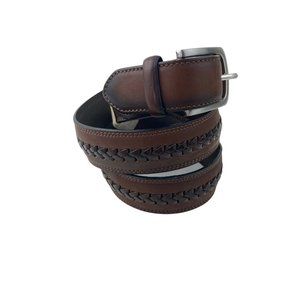 *NWOT Classic Casual Woven Braided Brown Leather Belt Mens Size 34/36